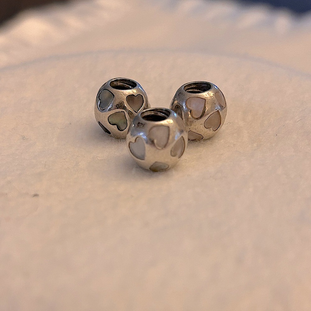 Pandora Authentic White mother of pearl hearts